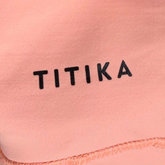 Titika Women’s Compress Mesh Leggings Cropped Orange Peach High Rise Waist XS - Picture 7 of 14